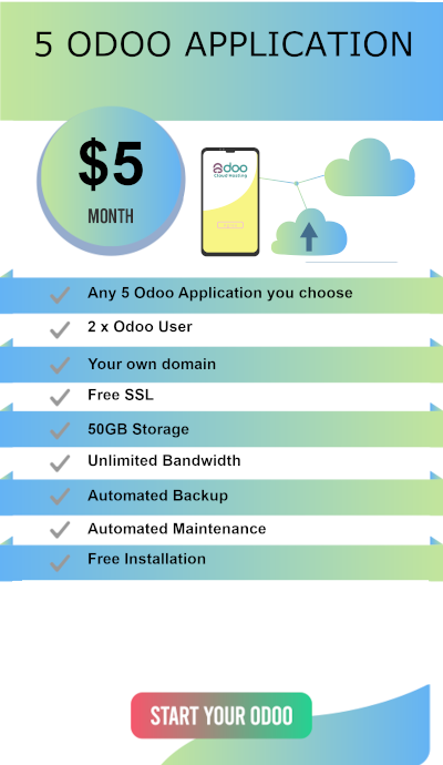 Odoo Cloud Hosting 5 App Application Package $5/Month